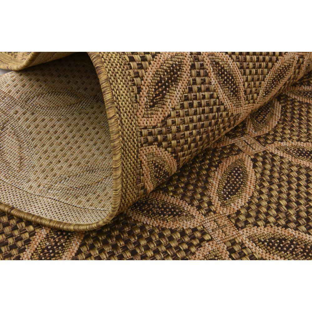 Ivory and Brown Synthetic Flat Woven Reversible Outdoor Rug