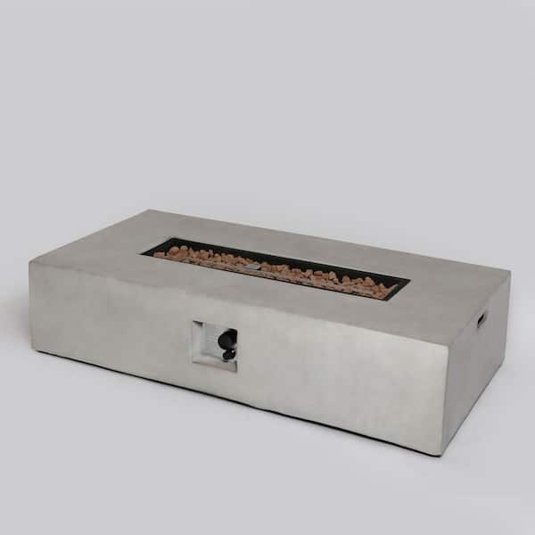 Cesicia 55 in. Gray Concrete Rectangle Outdoor Gas Fire Pit Table