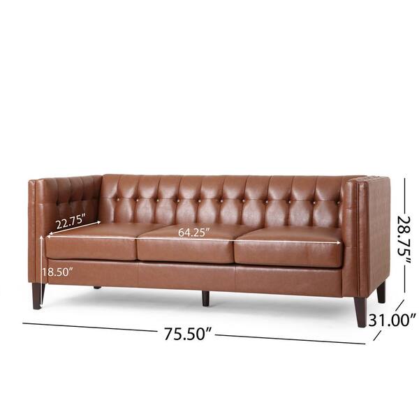 Local Pick Up. Cognac Lane 3 Seat Leather Sofa 