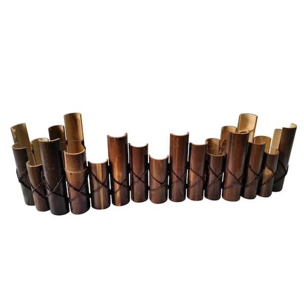 Master Garden Products 12 in., 10 in., 8 in. H x 72 in. L Picket Style Split Natural Black Bamboo Edging