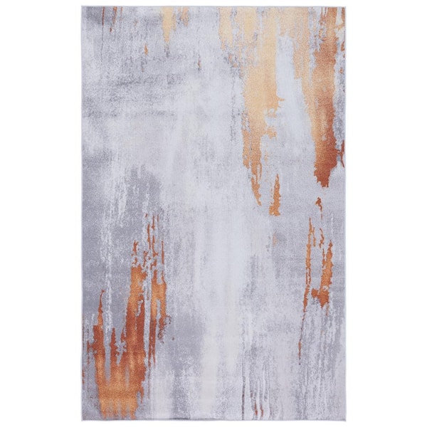 SAFAVIEH Tacoma Gray/Rust 4 ft. x 6 ft. Machine Washable Abstract Solid Area Rug