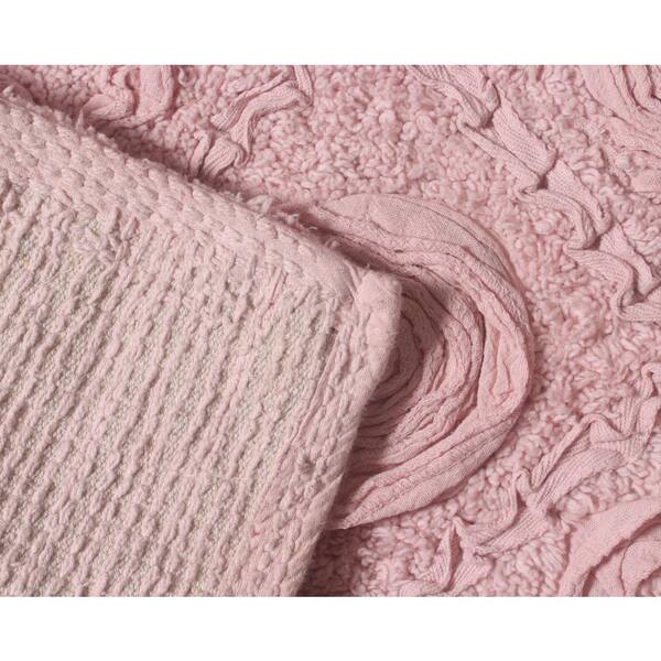 KARACA Cotton Bath Mats for Bathroom Floor Milly Bathroom Mats Set of 2  (Pale Pink) 19.7 х 23.6; 23.6 х 39.4 Machine Washable Soft Shower Floor  Towel Mats 