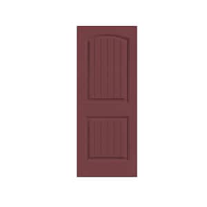 Elegant 30 in. x 80 in. 2-Panel Hollow Core Maroon Stained Composite MDF Camber Top Interior Door Slab for Pocket Door