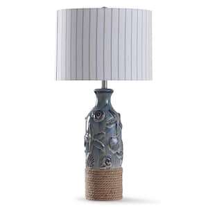 Bampton 32 in. Embossed Shell and Starfish Table Lamp with Drum Shade