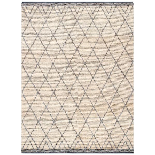 Natural Fiber Beige/Gray 8 ft. x 10 ft. Border Diamond Area Rug
