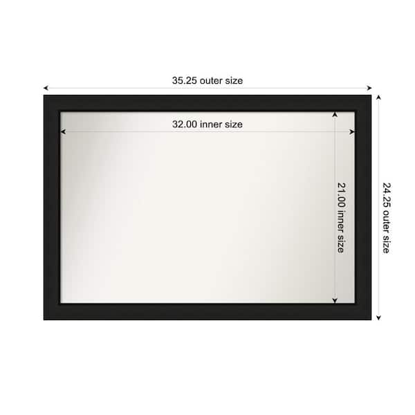 Amanti Art Midnight Black Narrow 35.25 in. x 24.25 in. Custom Non-Beveled Wood FramedBathroom Vanity Wall Mirror