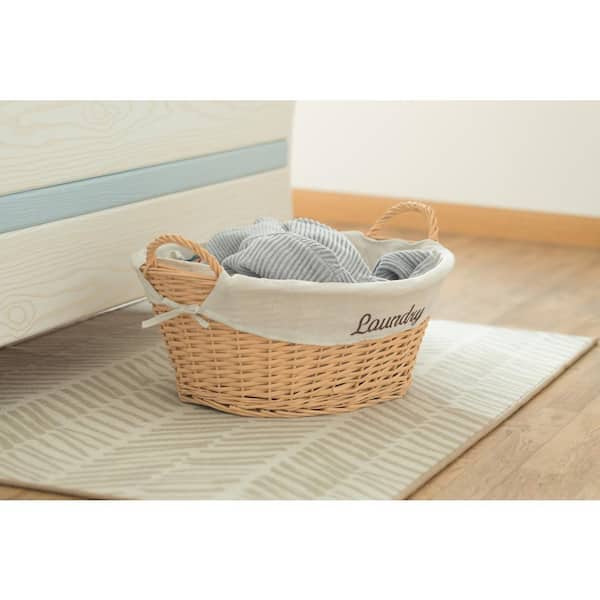 Vintiquewise Decorative Round Small Wicker Woven Rope Storage Blanket Basket  with Braided Handles QI003835.S - The Home Depot