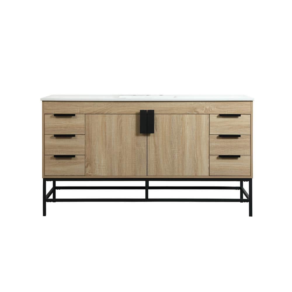 Timeless Home 60 in. W x 22 in. D x 33.5 in. H Bath Vanity in Mango Wood wi