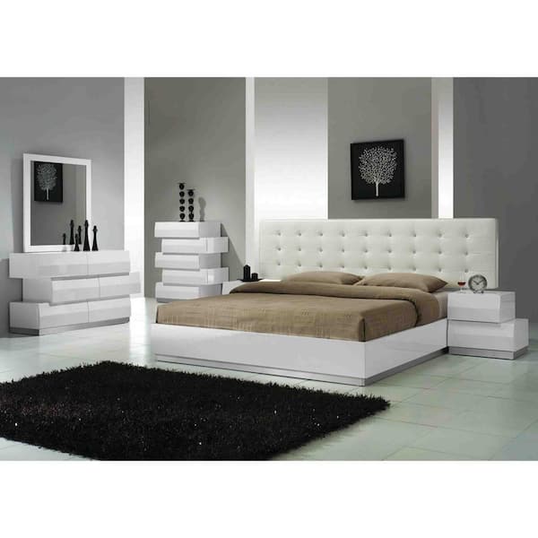 Best Master Furniture Spain 6-Drawer White Modern Dresser 31 in. H x 52 in. W x 17 in. D