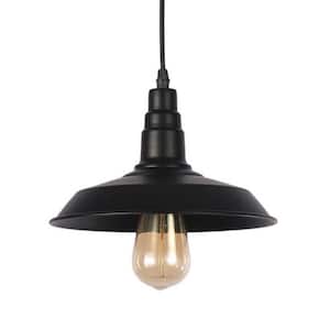 10.24 in. 1-Light Black Dome Shaded Farmhouse Island Pendant Light for Dining Room Living Room