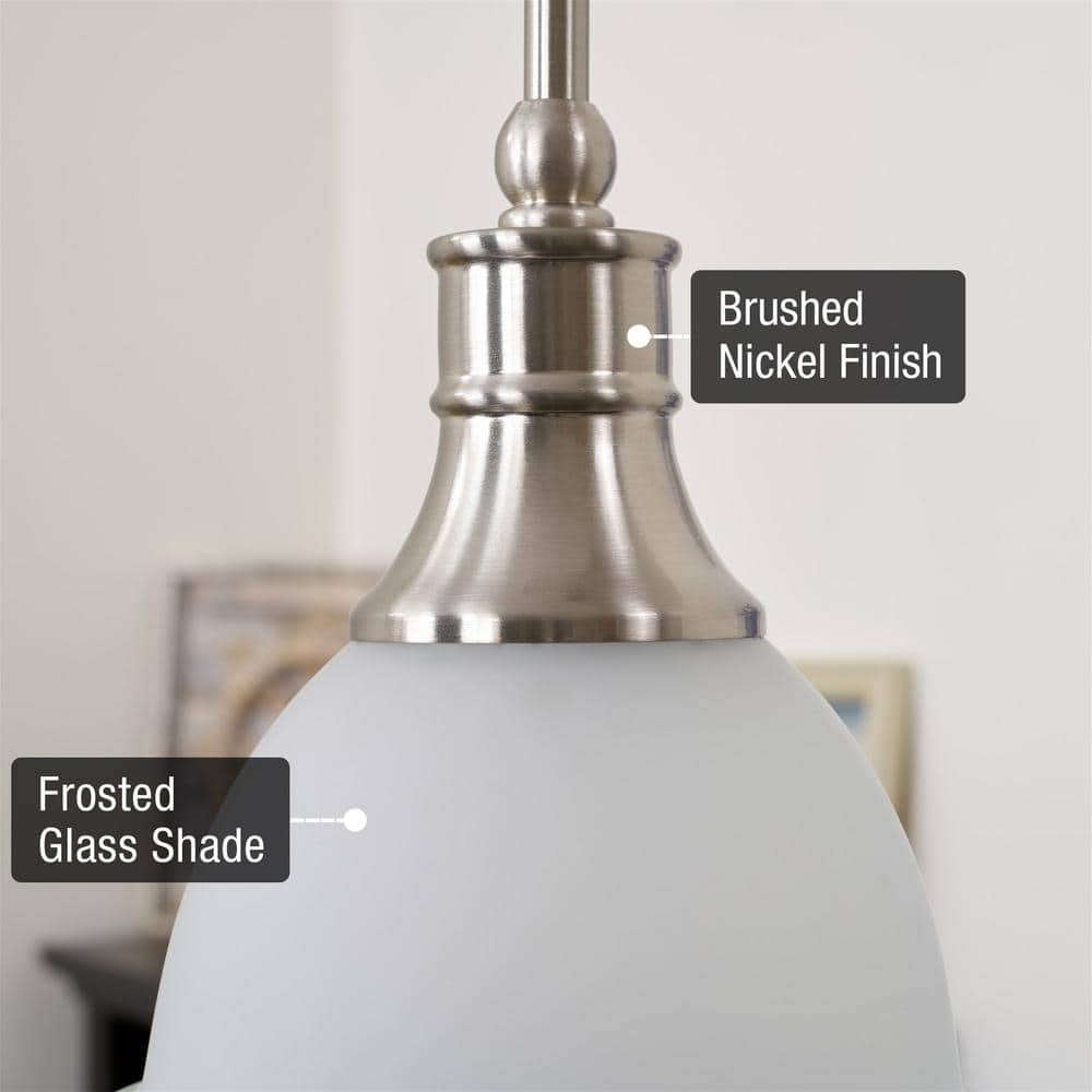 Ellie 8" Modern Mini Pendant Light with Frosted Glass & Brushed Nickel Finish