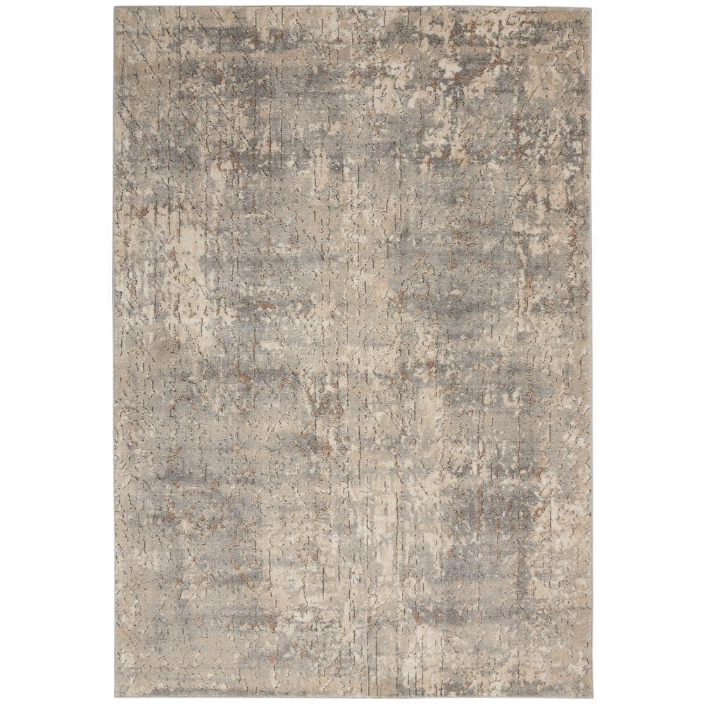 Reversible Abstract Gray Synthetic 5' x 7' Area Rug