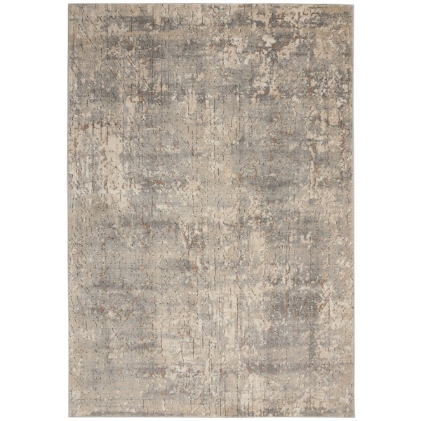 Nourison Concerto Beige/Grey 5 ft. x 7 ft. Abstract Rustic Area Rug