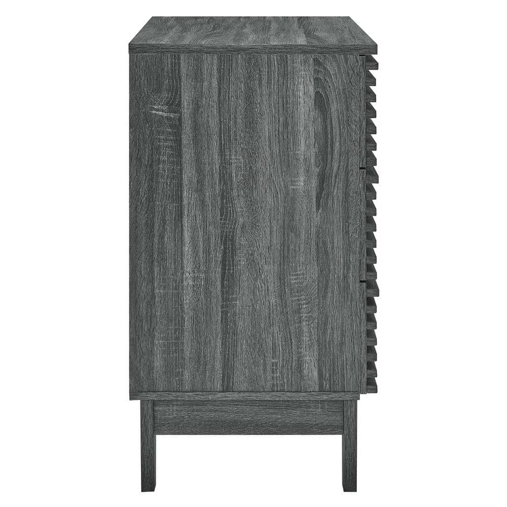 Charcoal Mid-Century 3-Drawer Bachelor's Chest with Tapered Legs