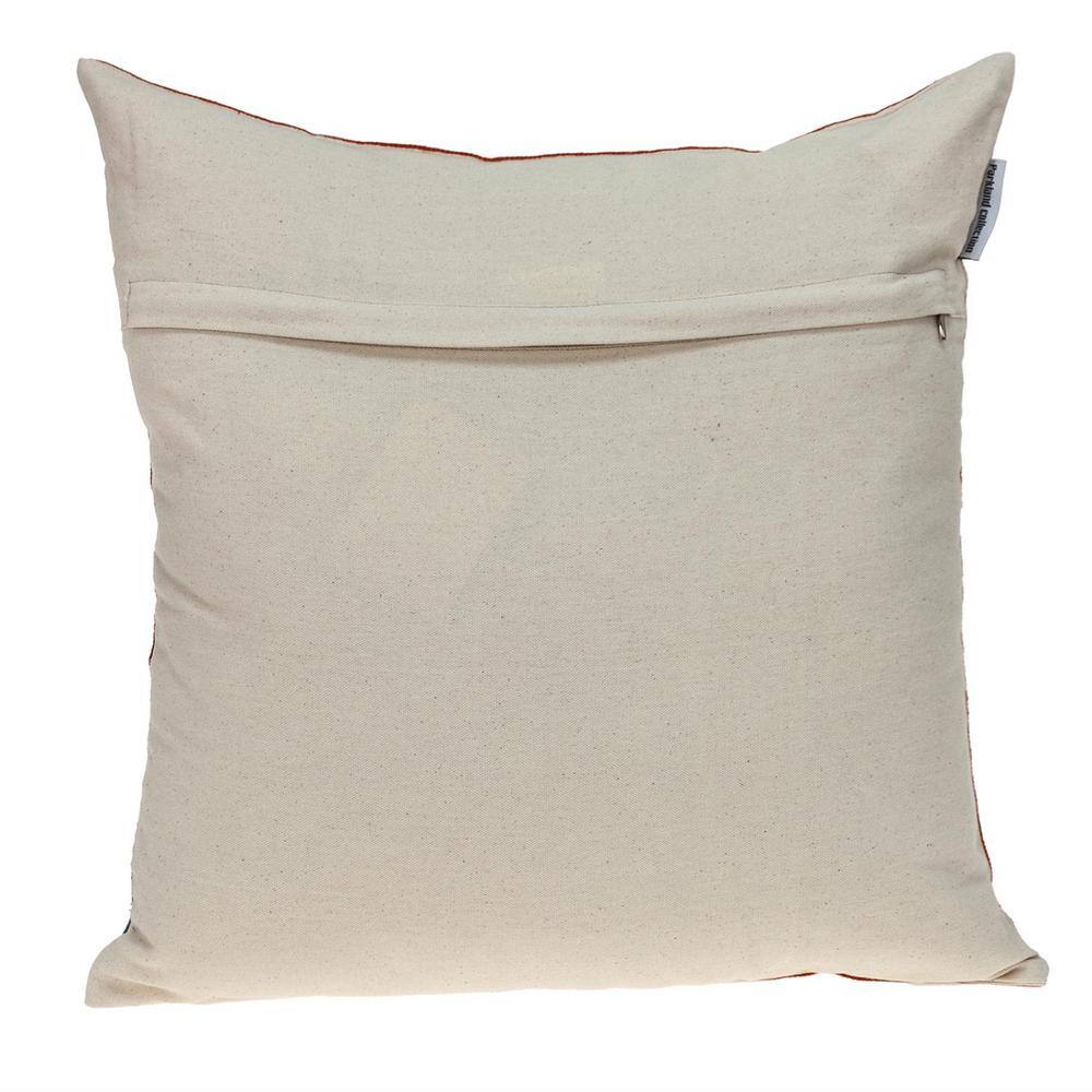Florina Beige and Multicolor Cotton Embroidered Square Pillow