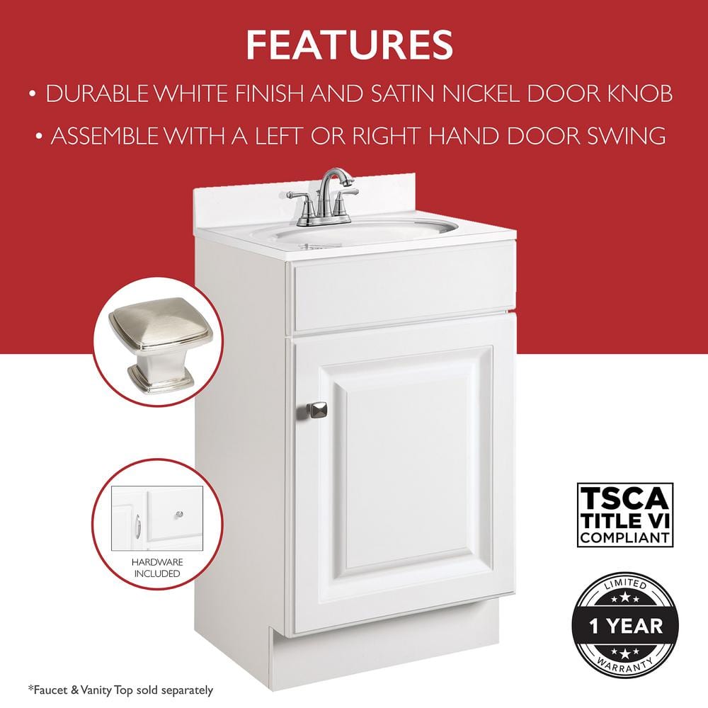 White MDF 18-Inch Single Door Bathroom Vanity