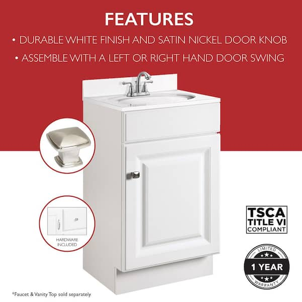 Wyndham 18 in. 1-Door Bath Vanity Cabinet Only in White (Ready to Assemble)