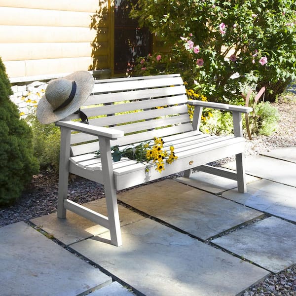 Highwood Weatherly 4 ft. 2-Person WhiteRecycled Plastic Outdoor Garden Bench