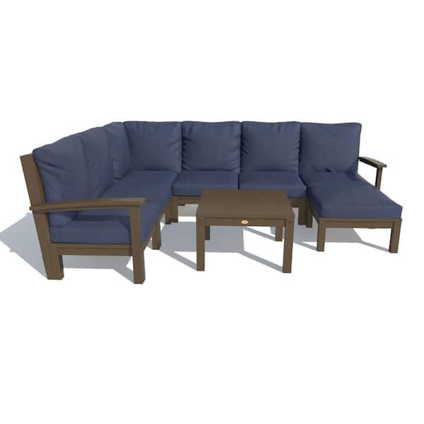 Highwood Bespoke Deep Seating 8-Piece Plastic Outdoor Sectional Set and Side Table with Cushions