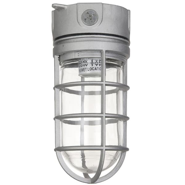Sunlite 1-Light Metallic Vaporproof Outdoor Industrial Ceiling Flush Mount Light with E26 Medium Base 120-Volt UL Listed