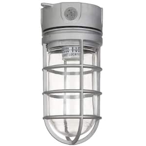1-Light Metallic Vaporproof Outdoor Industrial Ceiling Flush Mount Light with E26 Medium Base 120-Volt UL Listed