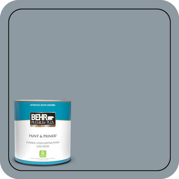 BEHR PREMIUM PLUS 1 qt. #N490-4 Teton Blue Satin Enamel Low