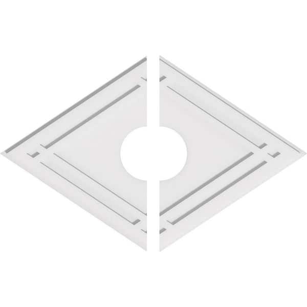 Ekena Millwork 38 in. W x 25-3/8 in. H x 7 in. ID x 1 in. P Diamond Architectural Grade PVC Contemporary Ceiling Medallion (2-Piece)