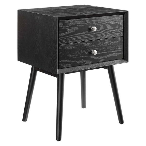 MODWAY Ember Wood Black Nightstand