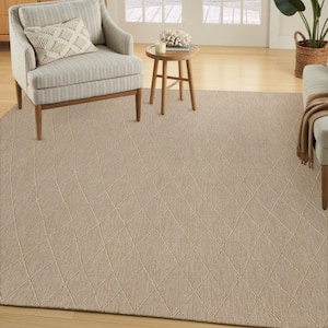 Practical Solutions Natural 9 ft. x 12 ft. Diamond Contemporary Area Rug
