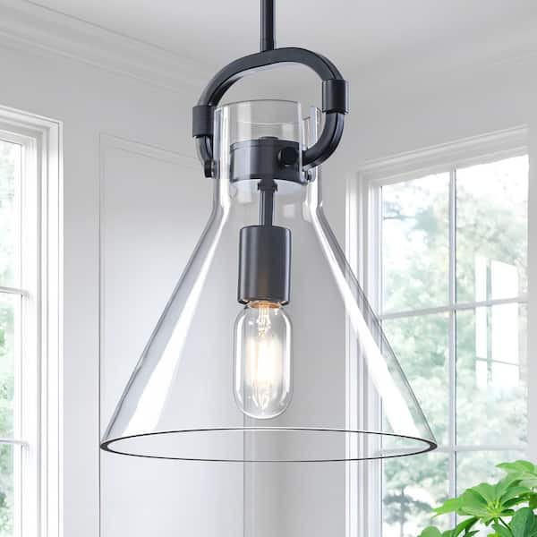 天井照明 BELL pendant light TinHon Modern Clear Glass Bell Pendant Light, 1-Light Adjustable