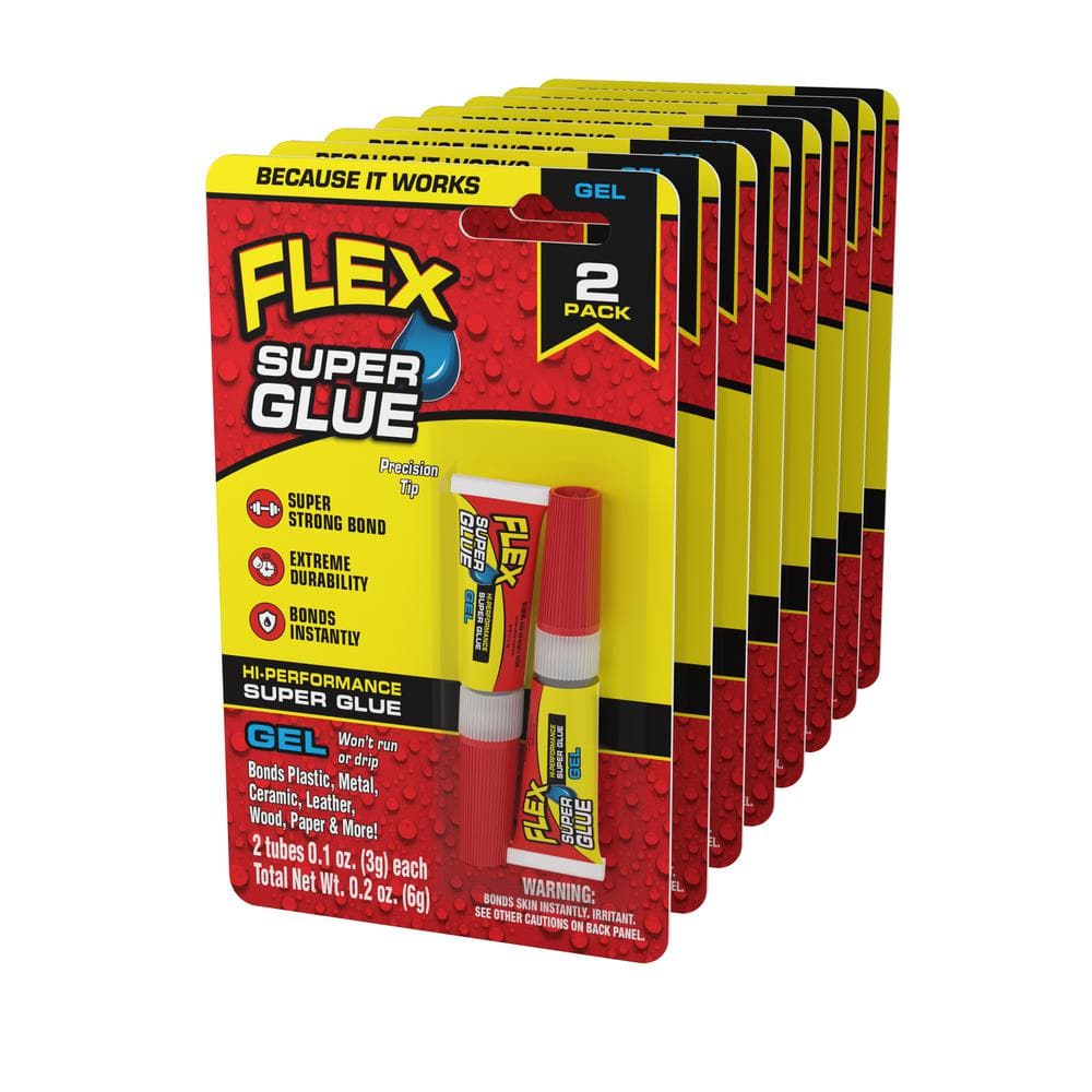 Flex Seal Family of Products Flex Glue White 6 oz. Strong Rubberized Waterproof Adhesive (2-Pack)