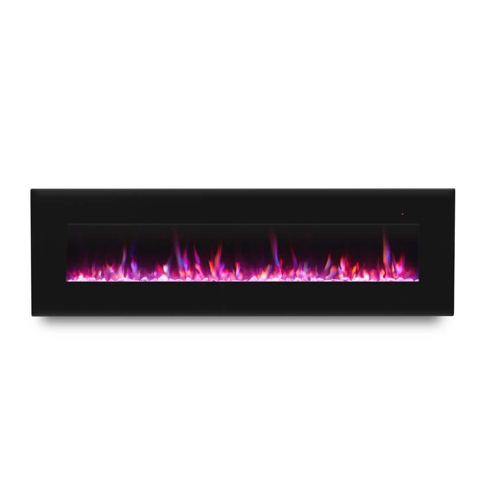 Corretto 72" Black Wall Mounted Electric Fireplace with Mantel