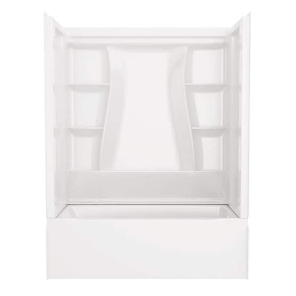 Delta Classic 500 60 in. x 30 in. Alcove Right Drain Bathtub and Wall Surrounds in High Gloss White
