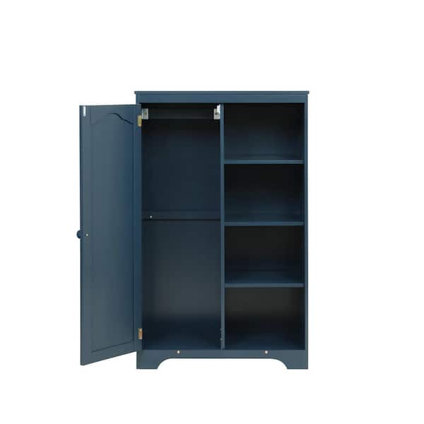 Tidoin Blue Kid Armoire with 1-Door and 4-Shelves 51 in. H X 31.3 in. W x 16 in. D