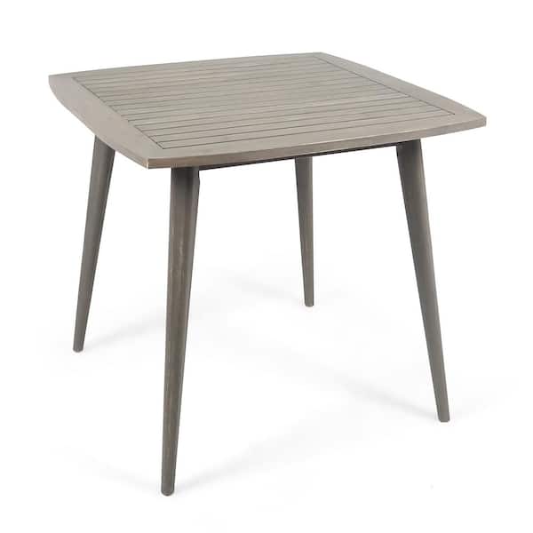Zeus & Ruta 35.5 in. Gray Square Acacia Wood Outdoor Dining Table for Garden, Backyard, Balcony and Poolside