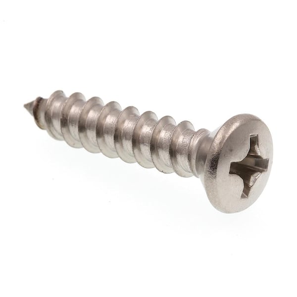Prime-Line #14 x 1-1/4 in. Grade 18-8 Stainless Steel Phillips Drive Oval Head Self-Tapping Sheet Metal Screws (25-Pack)