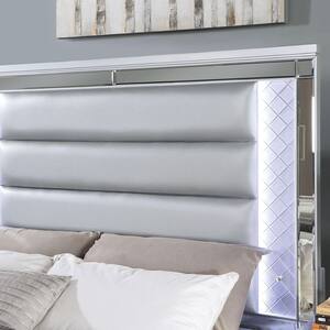 Seboya Silver Queen Panel Bed with LED Light and Care Kit