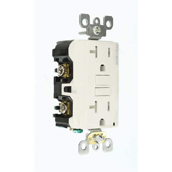 Leviton 20 Amp 125-Volt Duplex Self-Test SmartlockPro Tamper Resistant AFCI/GFCI Dual Function Outlet, White Leviton 20 Amp 125-Volt Duplex Self-Test SmartlockPro Tamper Resistant AFCI/GFCI Dual Function Outlet, White