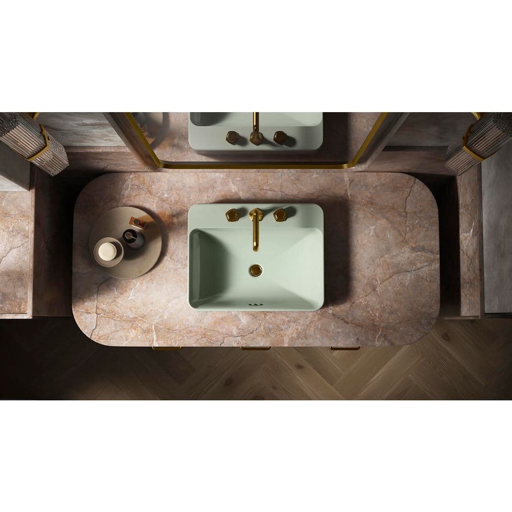 Moderne Brushed Gold Full Length Rectangular Vanity Mirror