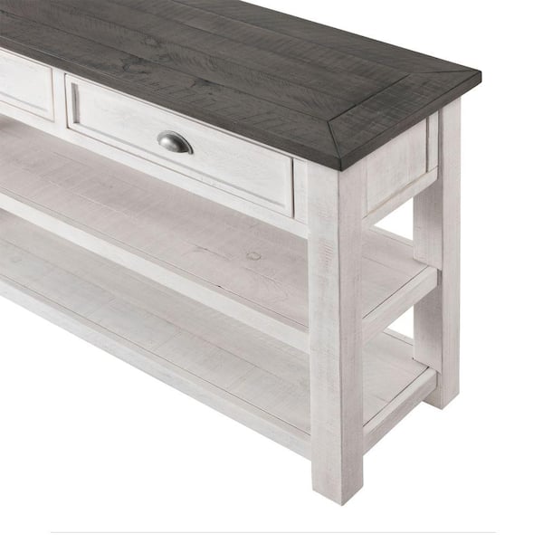 48 in. White Rectangular Solid Pine Wood Top Console Table Entryway Sofa  Side Table with 3 Storage Drawers 2 Shelves C96-CON-WHIT - The Home Depot