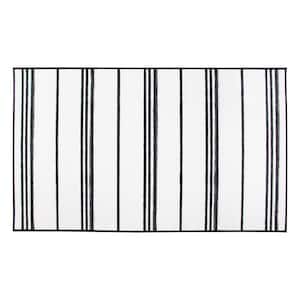 Stripe Black and White 3 ft. x 5 ft. Machine Washable Accent Rug