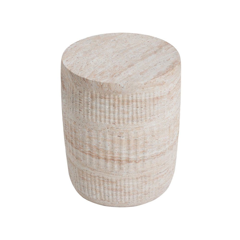 Beige Finish Outdoor Lightweight Concrete Side Table with Travertine price history on PriceWatchPro