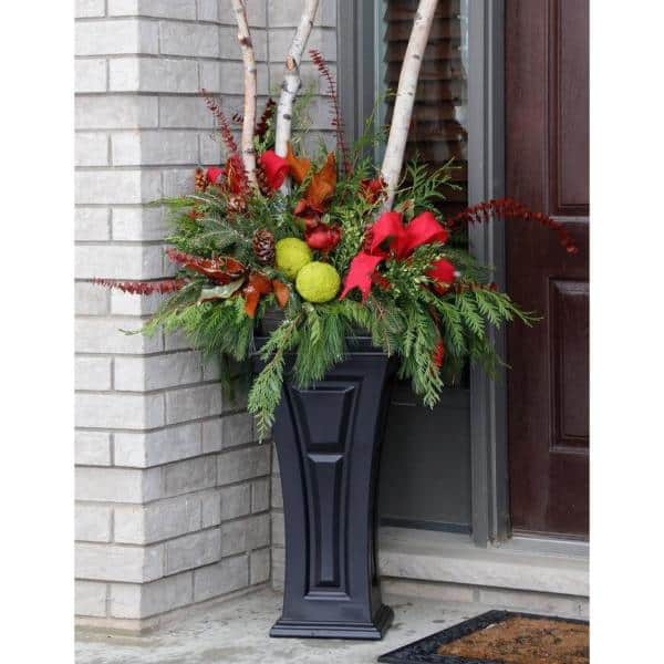 Tall Black Self-Watering Outdoor Planter Set