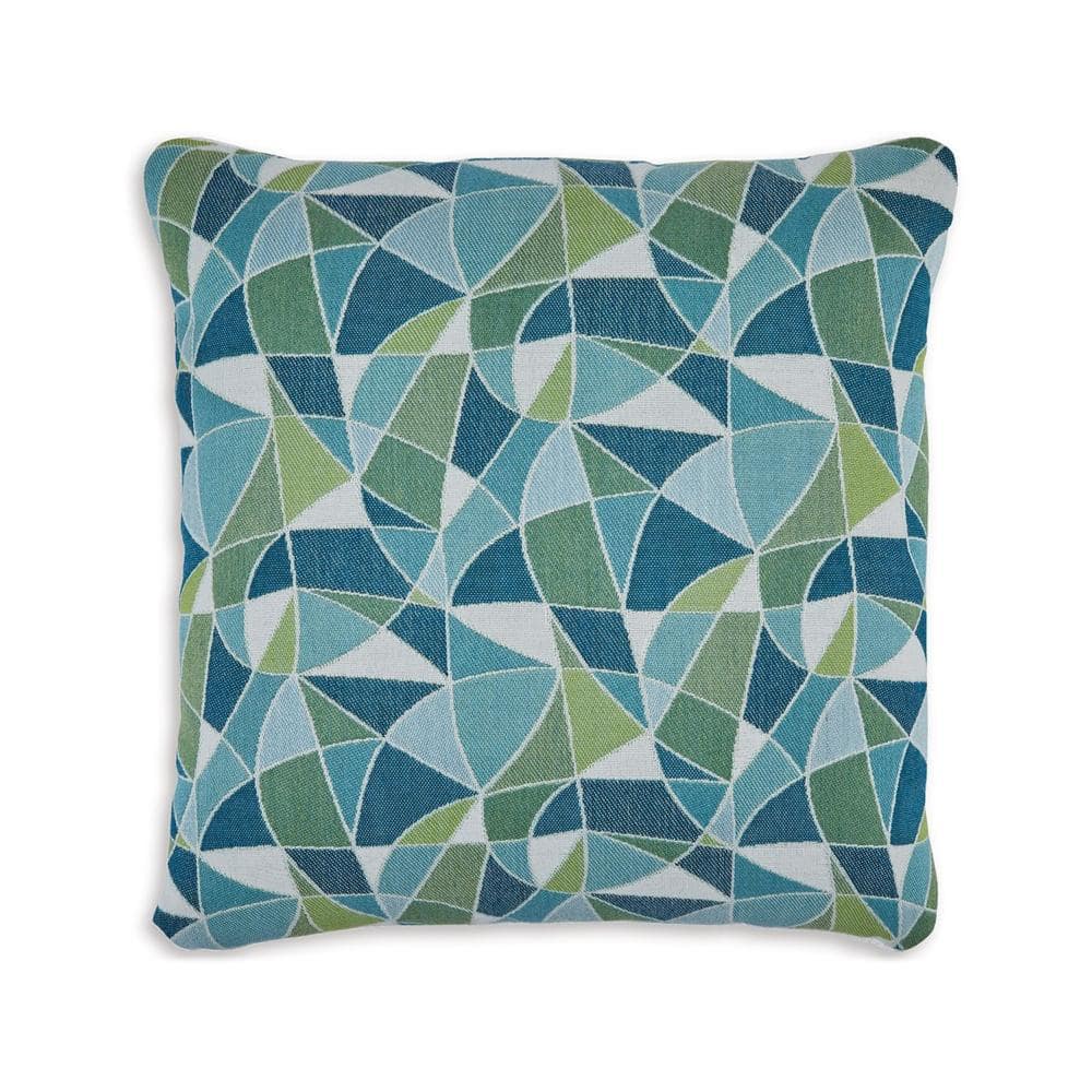 Sery 18" Blue and Green Geometric Polyester Throw Pillow Set