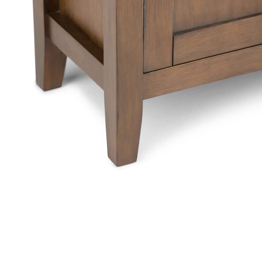 Rustic Natural Aged Brown Solid Hardwood Low Cupboard with Adjustable Shelving