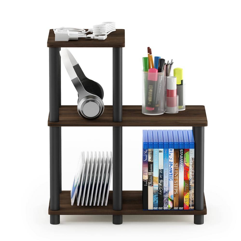 Columbia Walnut and Black Adjustable 3-Shelf Unit