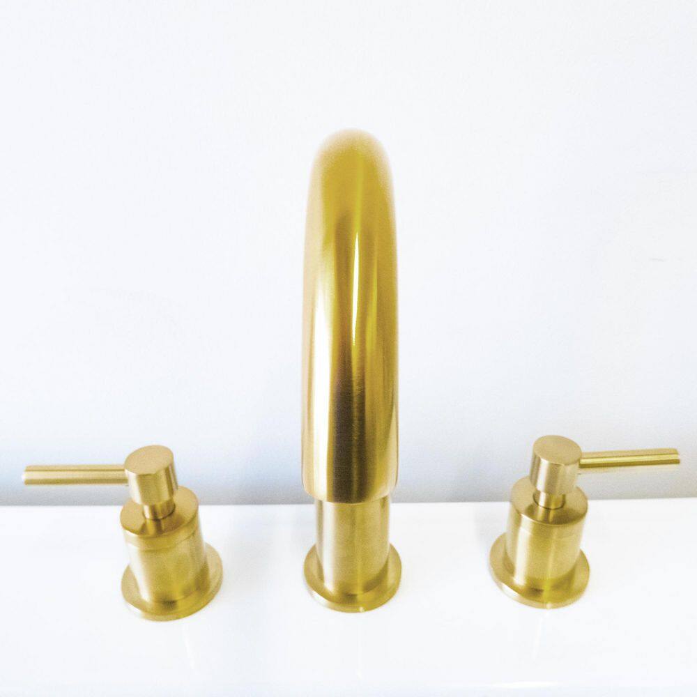 Gold Stainless Steel Double-Handle Widespread Bathroom Faucet