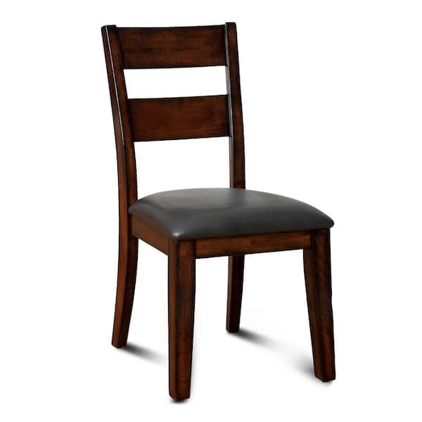 Furniture of America Yvetsia Dark Cherry Wood Padded Dining Chair (Set of 2)