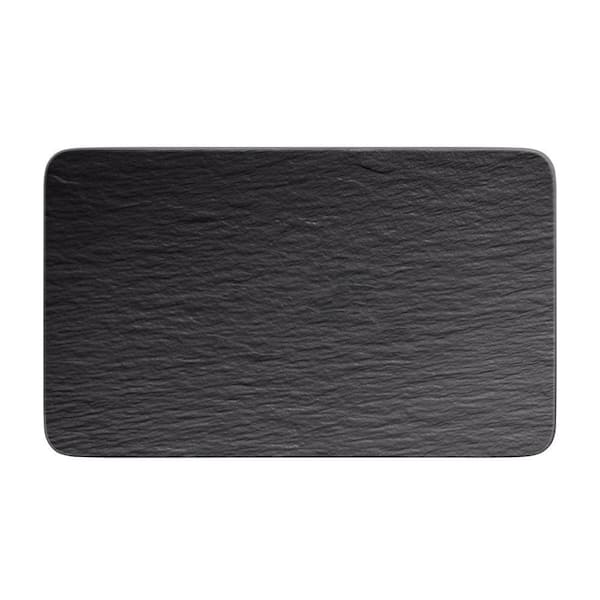 11 in. L x 6.75 in. W Rectangular Black Porcelain Manufacture Rock Small Serving Plate