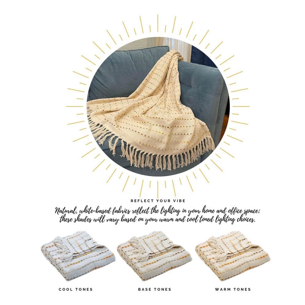 Elegant Boho Striped Cotton Throw Blanket with Fringe 50" x 60"